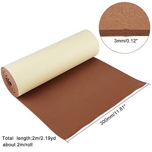 BENECREAT 78.7x12 inch Brown Self-Adhesive EVA Foam Roll, 3mm Thick Sticky Upholstery Foam Sheets for Scrapbooking Crafts, Cosplay Model, Cushion Furniture, Gap Filling, Packing - color: Brown, size: 3mm Thick
