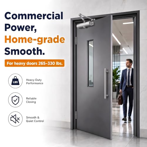 Ougourim Door Closers Commercial Heavy Duty Automatic Door Closer, Silver - color: Silver, size: Large