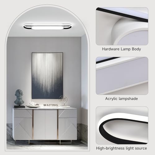 28.3Inch Cool White Modern LED Ceiling Lighting,40W High Brightness Metal Linear Ceiling Lamp,6500K Simple Long Light for Kitchen Dining Living Room Laundry, Garage Cloakroom Lighting - color: Cool White (6500K/NOT Dimmable ), size: 2.36 FT (28.3 Inch / 7