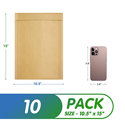 Kraft Bubble Mailers 10.5 x 15 Inch Natural Brown, Padded Envelopes Self Seal, Pack of 10, Bubble Lined Kraft Paper Mailing Envelopes for Shipping - color: Brown, size: 10.5" x 15" / 10 Pack