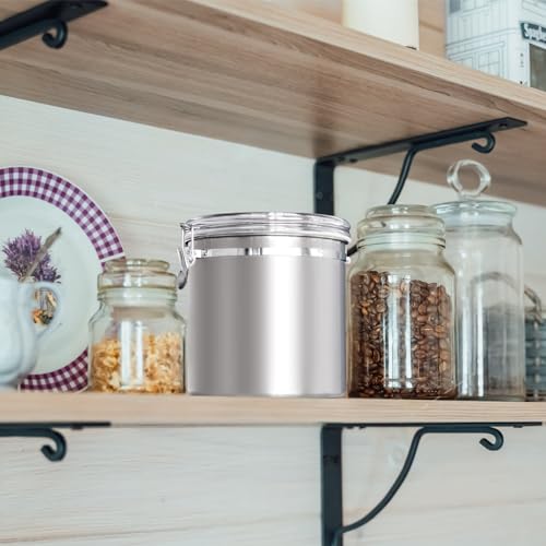 ENLOY 165oz Stainless Steel Airtight Canister for Kitchen with Clear Lid - size: Large