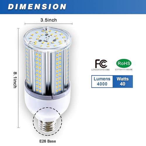Amazon High Brightness ,35W LED Corn Light Bulb, E26 Base LED Corn Lamp, 5000 Lumen 5000K Daylight 100V~277V Corn Cob Light Bulb for Indoor Outdoo (5000K, 35Watts) - size: 35Watts