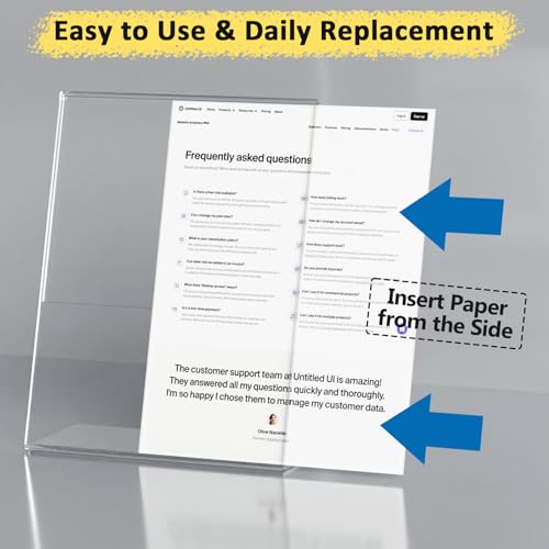Acrylic Sign Holder 8.5 x 11, Clear L-Shape Tabletop Display Stand, 4 Pack