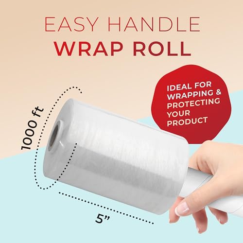 5" x 1000' Roll -80 Gauge Thick + Hybrid Technology with Dispenser,3 Pack Stretch Packing Wrap, Plastic Pallet Shrink Film, Clear (SF18003) (3 Pack) - size: 3 PACK