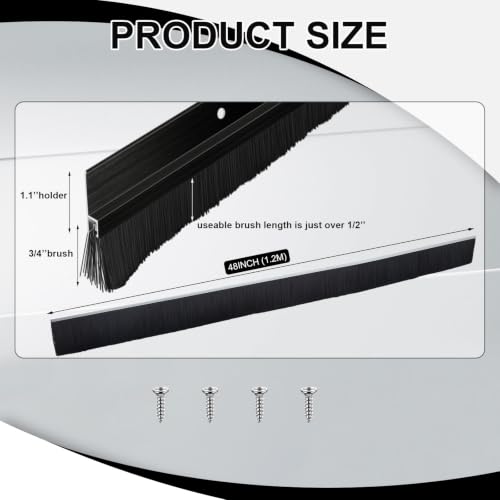 Door Sweep Brush Aluminum, 1 x 48 Inch, Black, 4 Set - color: Black, size: 1 x 48 Inch