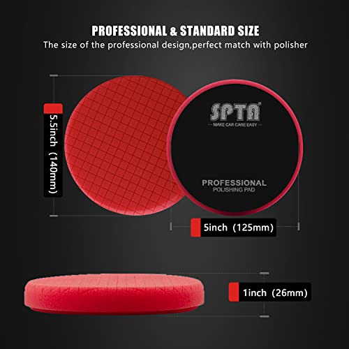 Red T10 Ultra-Fine Finishing Foam Polishing Pads, SPTA 1Pcs 5.5 Inch Face for 5 Inch 125mm Backing Plate Compound Buffing Sponge Pads for Car Buffer Polisher Compounding, Polishing and Waxing-FPTSS5R - color: 1Pc Red T10 Ultra-Fine Finishing Pad, size: 5.