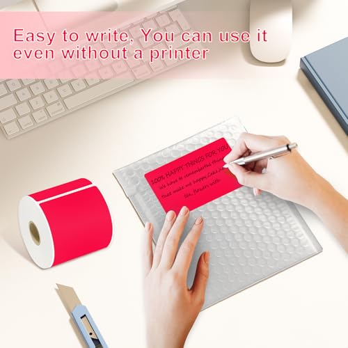 3 X 5 Inch Printable Waterproof Rectangle Color Coding Labels, 300 Per Roll Adhesive Color Coding Stickers for Bar-Codes, Address, Small Business Labeling, Red - color: Red