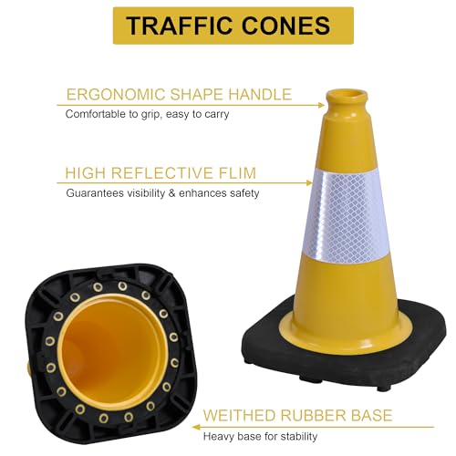 OrangeStar 8-Pack 12" Traffic Cones, Yellow Safety Cones - color: Yellow, size: 12in