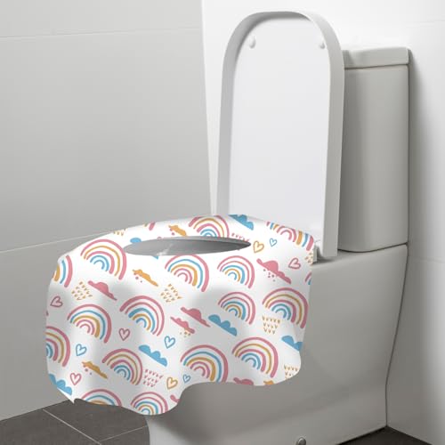 60 Pack Toilet Seat Covers Disposable, Extra Large Waterproof Toilet Cover for Toddlers & Adults, Individually Wrapped Travel Essential Portable Potty Training in Public Restrooms, Trip - Rainbow - color: Rainbow