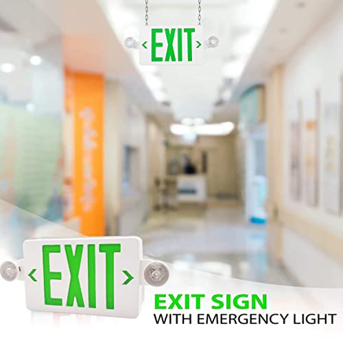 OSTEK Green LED Exit Sign with Emergency Lights