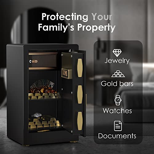 Safe Box, ADIMO 2.8 Cubic Ft Fireproof Safe Box, Weighted Cabinet Safe with Removable Shelf, Sensitive Alarm, Dual Key System with LCD Digital Screen, Safe for Jewelry, Cash, Documents and Gold - size: Keypad
