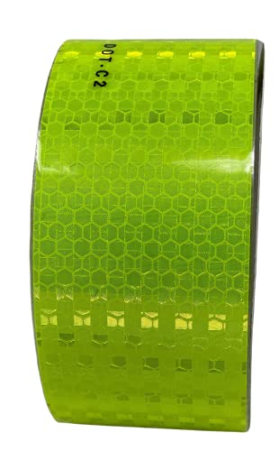 Fluorescent Yellow Green Reflective Tape DOT-C2 Conspiciuity Tape - Commercial ROLL - Automobile Car Truck Boat Trailer Semi Construction Equipment Safety (Fluorescent Yellow Green) (2 in x 50 FT) - size: 2 IN x 50 FT