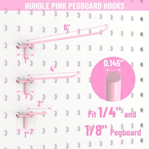 HUHOLE 50 Pack 4 Inch Pink Pegboard Hooks with Rubber Tips - color: Pink, size: 4 Inch