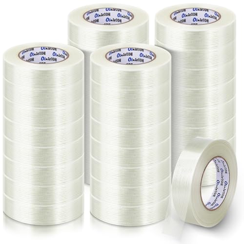 Oleitodh 32 Rolls Strapping Tape 1 Inch x 60 Yards 5.5 Mil Fiberglass Tape - size: 1in x 60Yds
