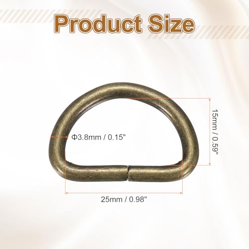 HARFINGTON D Ring Metal D-Shape Buckle Clips Multi-Purpose Buckle Strap Sewing Accessories for Collars Webbing Strap - color: Bronze, size: 10mm