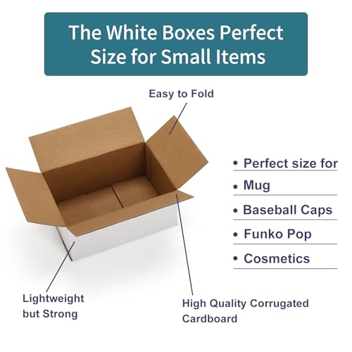 Shipping Boxes 7x5x3 Set of 25, White Corrugated Cardboard Box for Mailing Business Packaging - size: 7x5x3 Inches