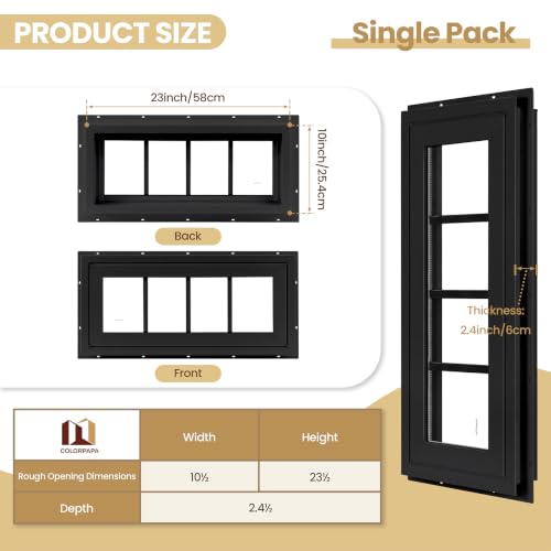 10" x 23" Vinyl Transom Window, Black - color: Black, size: 10" x 23"