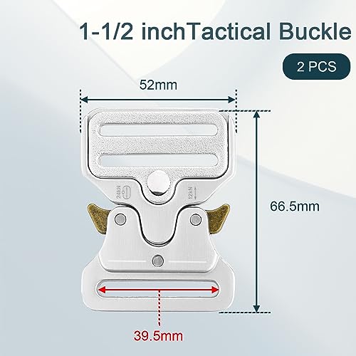 CooBigo 2Pack Tactical Heavy Duty Belt Buckles, 1-1/2" Metal Tactical Buckle Strap Clips for Backpack, Dog Collar Hardware, Harness, Keychain, Luggage Clasp Replacement, Silver - color: D: 1-1/2" Silver 2pcs