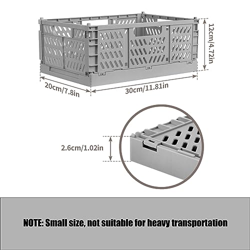 2 Pack Stackable Storage Crates, Plastic Foldable Baskets Small Gray - color: Gray, size: Small: 11.8" x 7.8" x 4.7"