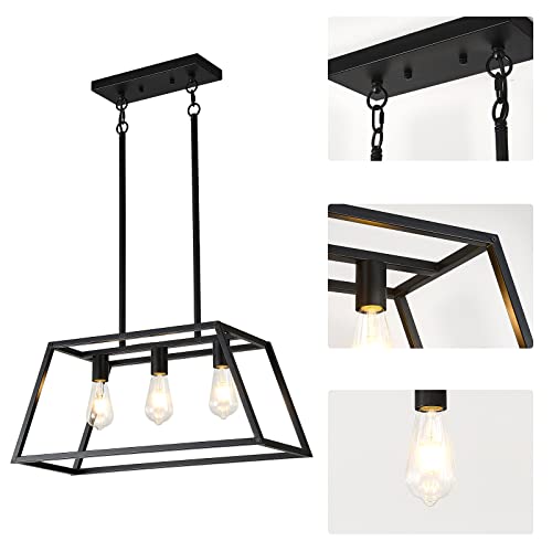 Kitchen Lighting Fixtures Ceiling Hanging Modern Linear Hanging Matte Black 3-Light Industrial Pendant Lighting for Kitchen Island - color: Black-575, size: 3 Lights