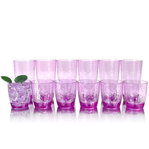 15-Ounce Plastic Tumblers (Set of 6), Reusable Plastic Mugs, BPA-Free Acrylic to Drink Mugs, Shatter Resistant, Textured Interior, Dishwasher Safe (Purple, 15 Ounce) - color: Purple, size: 15 Ounce