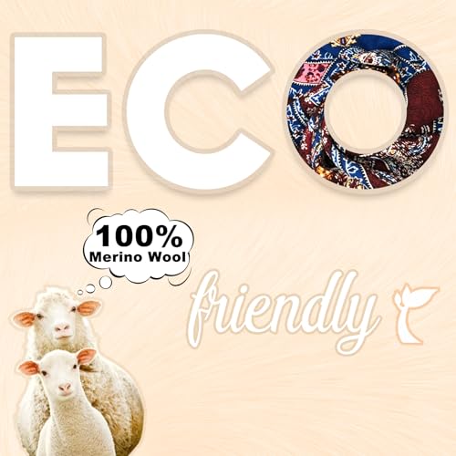 DANA XU 100% Merino Wool Extra Large Pashmina Shawl for Women - color: Wine Boho Pattern