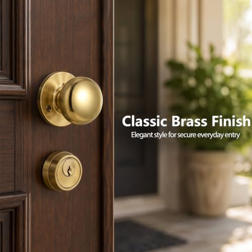 Tandefio 1 Set Double Cylinder Mortise Lock, Right Hand Reverse, Brass - color: Brass, style: Right Hand Reverse