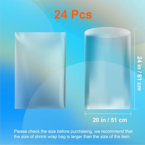 Shrink Wrap Bags for Gift Baskets, 24Pack 20x24 Inch Clear plastic wrapping - color: 20x24 Inch 24Pcs