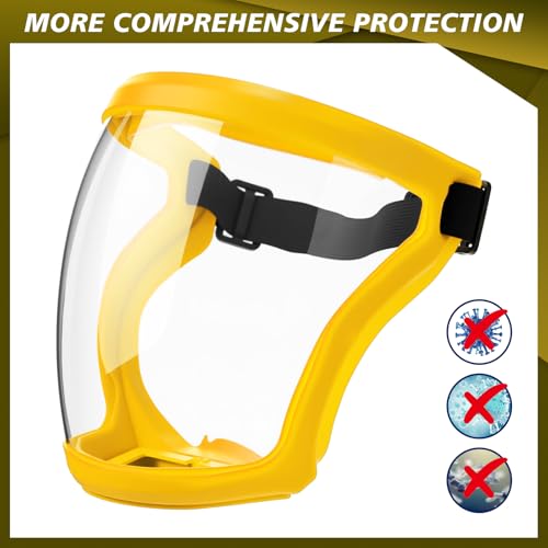 Relaxweex 4 Pack Super Protective Face Shields with Filter Pad for Grinding and Cutting Plastic Full Face Masks Bulk for Woodworking (Yellow) - color: Yellow
