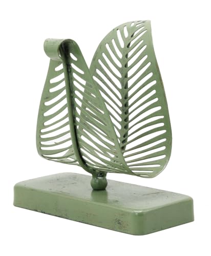 OwlGift Freestanding Modern Napkin Holder with Leaf Design, Tabletop Tissue Dispenser, Napkin Storage Organizer – Rustic Green - color: Rustic Green