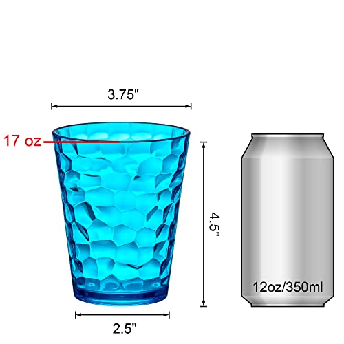 Amazing Abby - Iceberg - 16-Ounce Plastic Tumblers (Set of 8), Plastic Drinking Glasses, Mixed-Color Reusable Cups, Stackable, BPA-Free, Shatter-Proof, Dishwasher-Safe - style: Mixed-Color, 16 oz