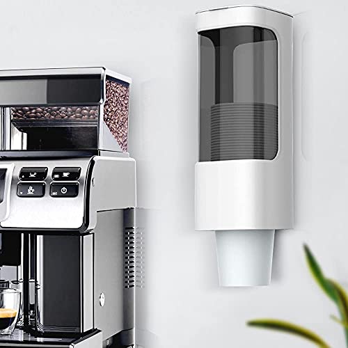 Cup Dispenser, Wall Mount Water Cooler Cups Holder Fit 3-5oz Cup - color: White