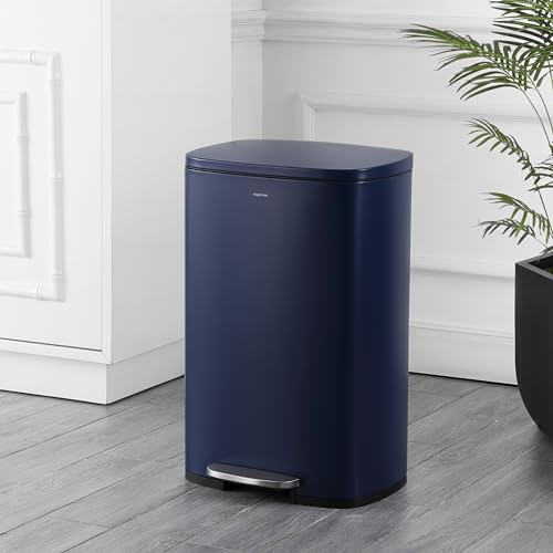 happimess Connor 2-Piece Iron Trash Can, Denim Blue - color: Denim Blue