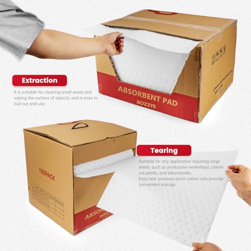 Oil Absorbent Pads Roll, Oil-Only Spill Mat, White, 16"x20", 100 Pcs - color: 100pack 3mm Thickened/Oil Only rolls(16"x20")