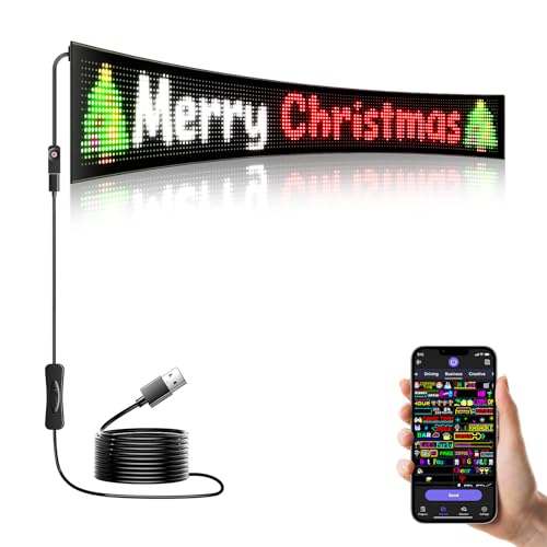 LED signs for business,APP control DIY text,LED window ads display screen - size: 37x8in