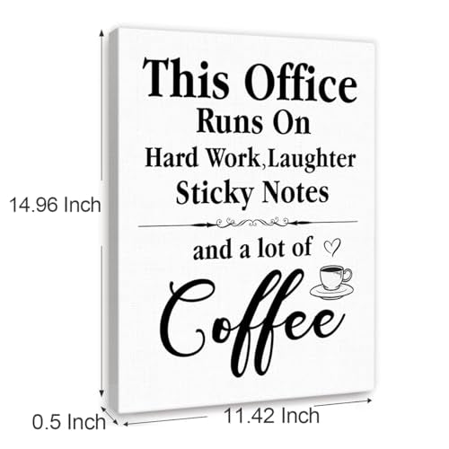 Funny Office Quote In This Office Runs On Hard Work Wall Art Canvas Framed for Workplace Wall Decor 28 - color: Runs On Hard Work