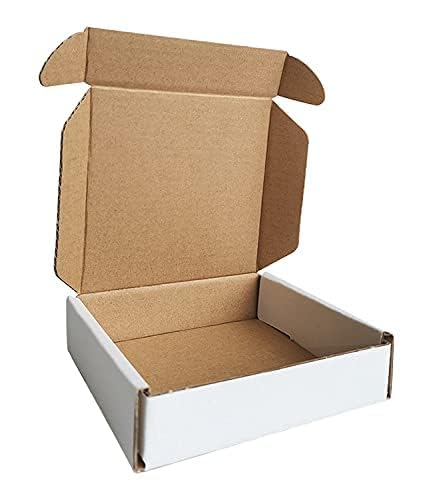 4x4x1'' Small Shipping Boxes (Inner Size) 25 Pack, Corrugated Cardboard Mailers for Small Business, White (CM441-25) - color: White-25 Pack, size: 4x4x1''