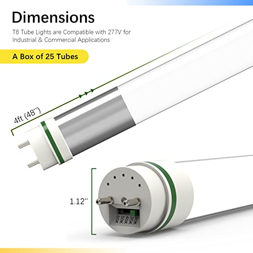 LED 2FT T8 LED Tube Light Bulbs, Type B Ballast Bypass Shop Light Tube, Selectable Color Temperature 3000K to 6500K, 7W 1000LM Glass Bulbs, 120-277V, UL Listed, 25 Pack - color: Mcct, size: 2FT T8