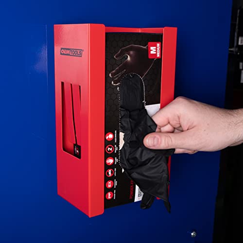 OEMTOOLS 23123 Red Magnetic Glove Dispenser, Disposable Gloves Box Holder, Magnetic Glove Box Holder for Wall Mount - color: Red