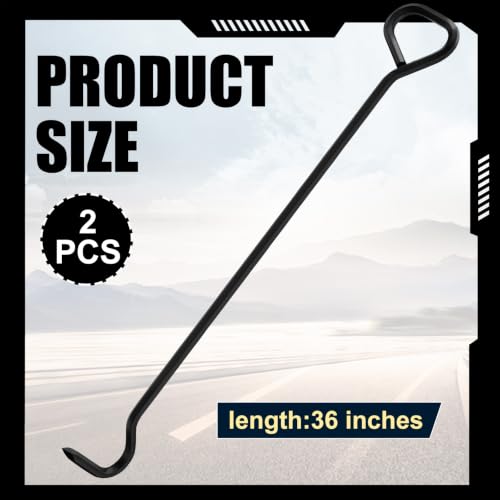 Therwen 2 Pcs 36 Inch Manhole Cover Hook Tool, 5/8" Hex Alloy Steel, Black - color: Black, size: 36 Inch