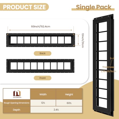 12" x 60" Vinyl Transom Window, Black - color: Black, size: 12" x 60"