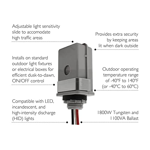 Design House 588053 Stem Mount 120-Volt Outdoor Photocontrol, Commercial/Residential Use, Dusk to Dawn Sensor - size: Stem Mount
