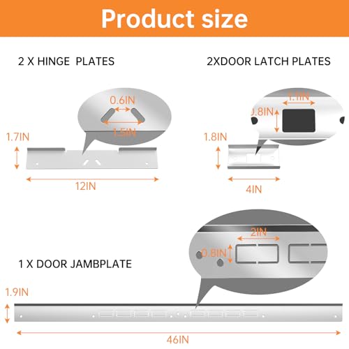 5-PCS Door Reinforcement Set for Jamb,Frame & Hinges Door Lock Security - color: Silvery