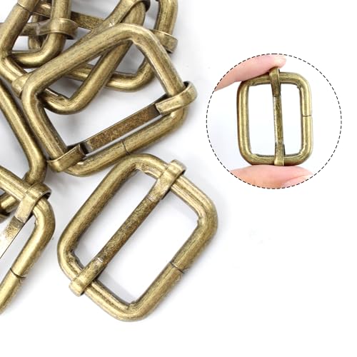 pson 12PCS 1 Inch Metal Tri-Glide Slide Buckles, Rectangle Adjustable Webbing Slider for Purse, Fasteners, Strap, Backpack, Gym Bag, Leather craft Bag(Bronze) - color: Bronze