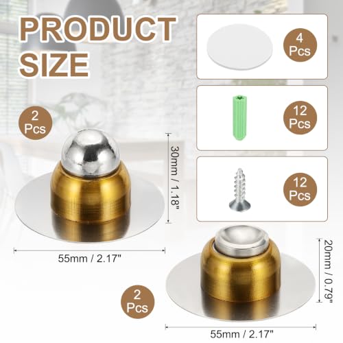 uxcell 2PCS 1.9" Magnetic Door Stoppers, Wall Floor Mounted Magnetic Door Catch Holder, Stainless Steel Door Stops for Bedroom, Bathroom, Kitchen, Office, Brass - color: Brass, size: 1.9"