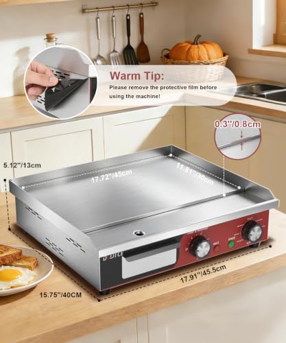 18" Commercial Electric Griddle with 5 Minute Reminder Timer, 1500W - size: 18"