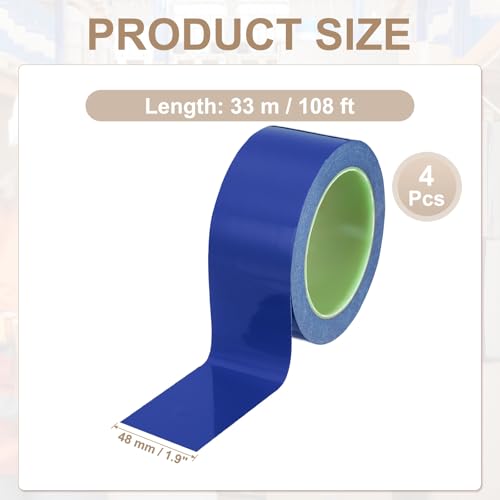 PATIKIL Floor Marking Tape 2 Inch x 110 Ft, 4 Pcs Self-Adhesive Warning Safety Tape Caution Stripe for Walls Floors Pipes Equipment Outdoor, Blue - color: Blue