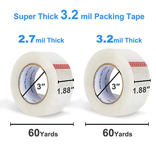 JARLINK 12 Rolls Clear Packing Tape, Heavy Duty Packaging Tape - size: 12 Rolls (3.2mil / 60 yd)