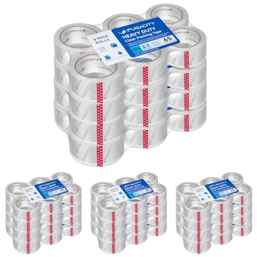 FugaCity Clearer Packing TapeRefills,Heavy Duty Packaging Tape-Moving Sealing, MovingSupplies Shipping Tape,Thick, 1.88 in Wide,65 Yards Per Roll, 1560 Yards, 24 Rolls(65Yards-2.7MIL) (Pack of 4) - size: 24 Rolls(65Yards-2.7MIL) (Pack of 4)