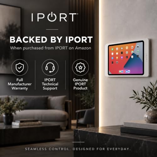 iPort Surface Mount System iPad Wall Mount – Slim & Secure Enclosure for iPad Pro 12.9" (5th Gen) | Built-in PoE Charging | Flush Aluminum Wall Dock for Smart Home & Commercial Use – White - color: White, size: iPad Pro 12.9" (5th gen)